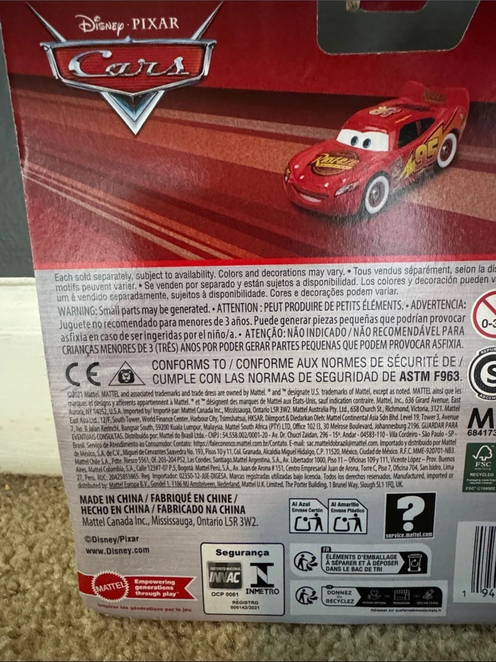 Disney Pixar Cars Whitewalls Lightning McQueen Mattel 1:55 Diecast 2026 China
